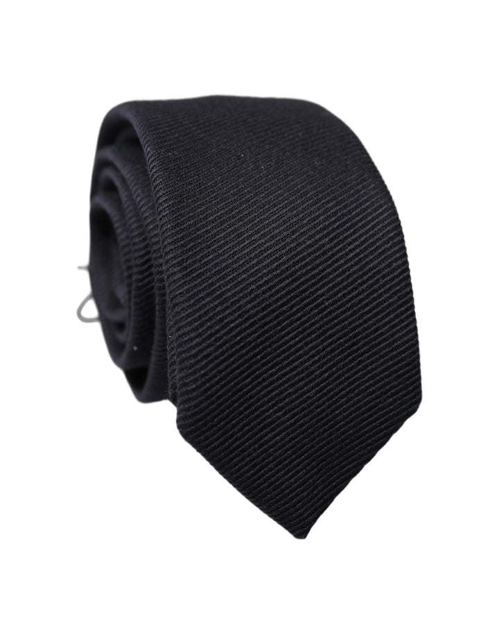 Dolce & Gabbana Black Solid 100% Silk Adjustable Men Tied Necktie Tie