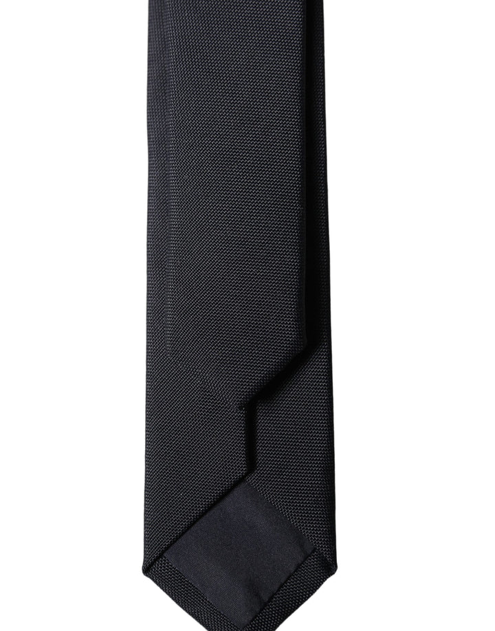 Dolce & Gabbana Black Solid 100% Silk Adjustable Men Tied Necktie Tie