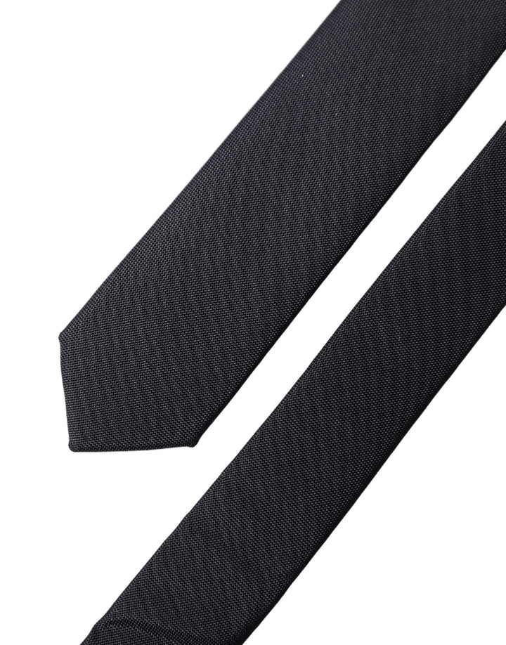 Dolce & Gabbana Black Solid 100% Silk Adjustable Men Tied Necktie Tie