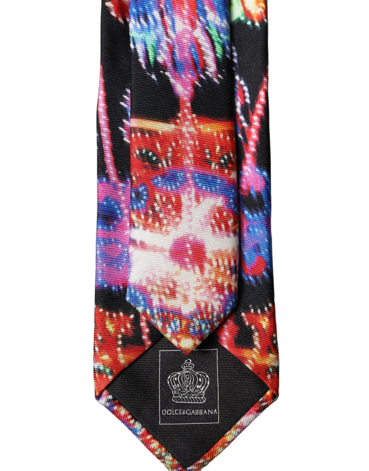 Dolce & Gabbana Multicolor Abstract Silk Adjustable Men Tied Necktie Tie