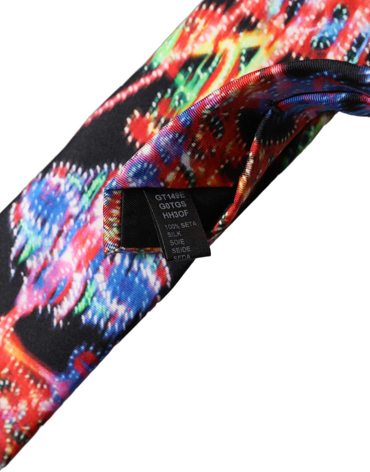 Dolce & Gabbana Multicolor Abstract Silk Adjustable Men Tied Necktie Tie