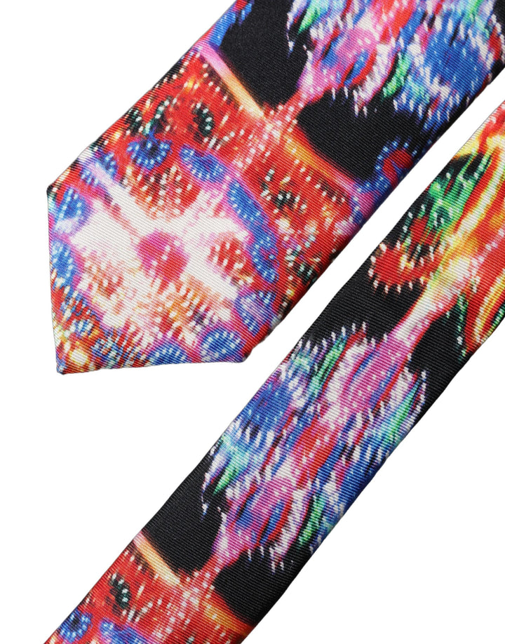 Dolce & Gabbana Multicolor Abstract Silk Adjustable Men Tied Necktie Tie