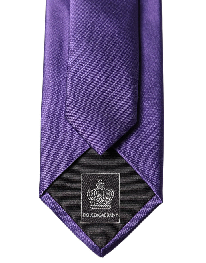 Dolce & Gabbana Purple Satin 100% Silk Adjustable Men Tied Necktie Tie