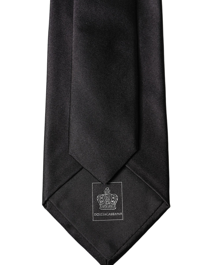 Dolce & Gabbana Black Satin 100% Silk Adjustable Women Tied Necktie Tie