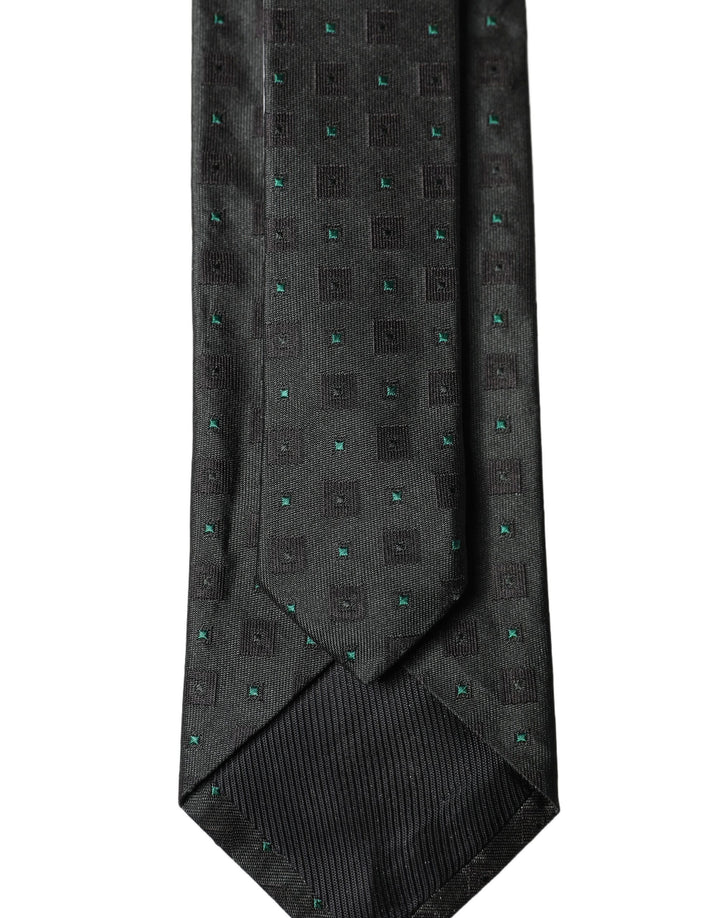 Dolce & Gabbana Black Geometric Silk Adjustable Men Tied Necktie Tie