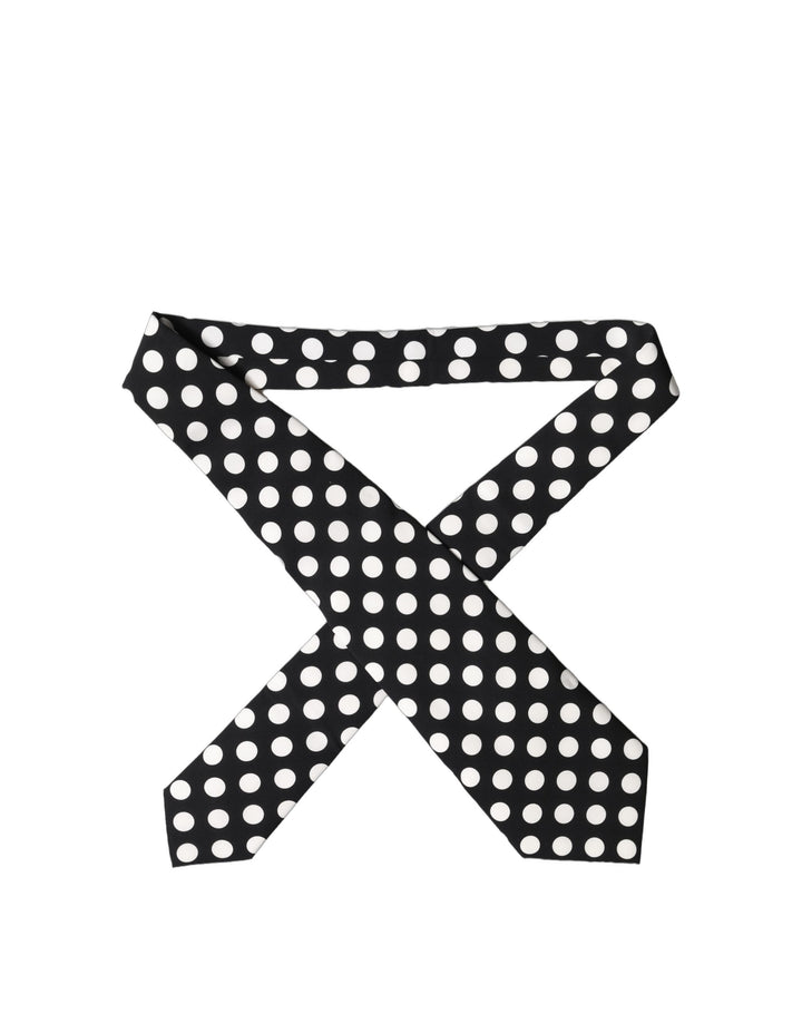 Dolce & Gabbana Black White Polka Dot Silk Adjustable Women Necktie Tie