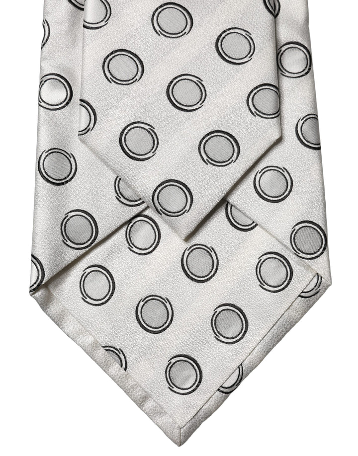 Dolce & Gabbana White Gray Polka Dot Silk Adjustable Women Necktie Tie