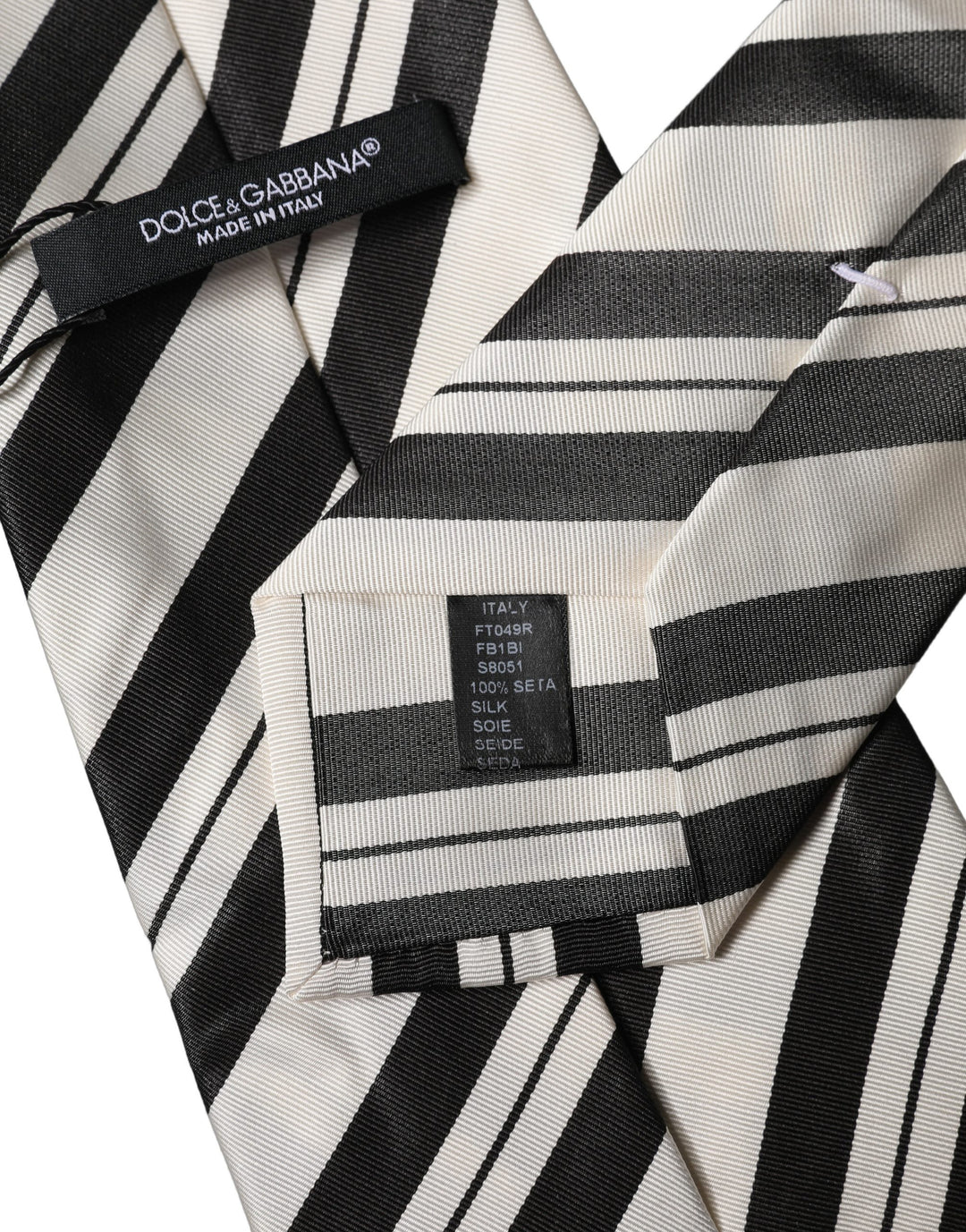 Dolce & Gabbana Black White Stripes Silk Adjustable Women Necktie Tie