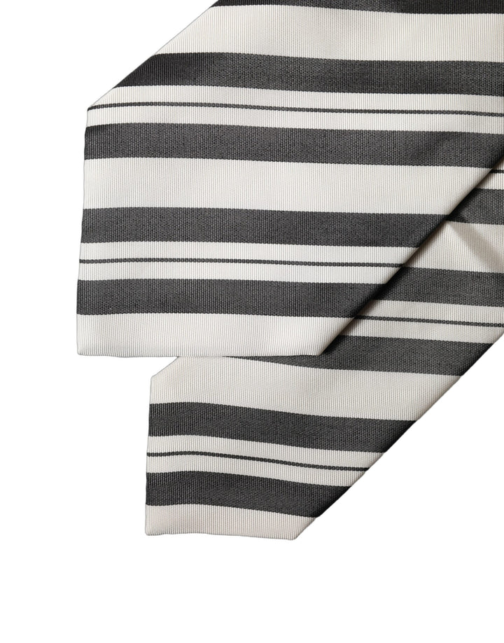 Dolce & Gabbana Black White Stripes Silk Adjustable Women Necktie Tie