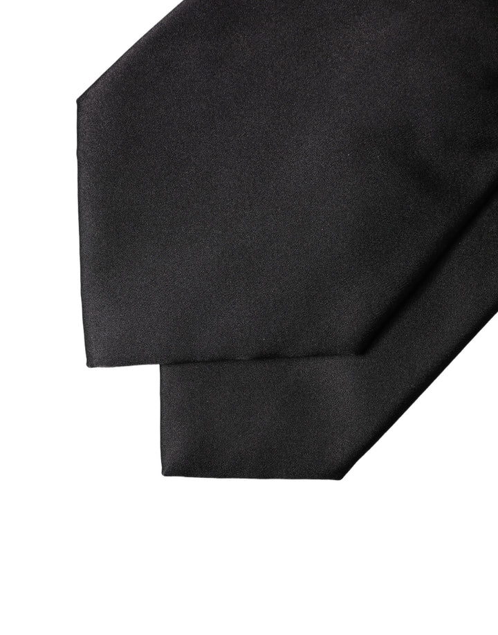 Dolce & Gabbana Black Satin Silk Blend Adjustable Women Tied Necktie Tie