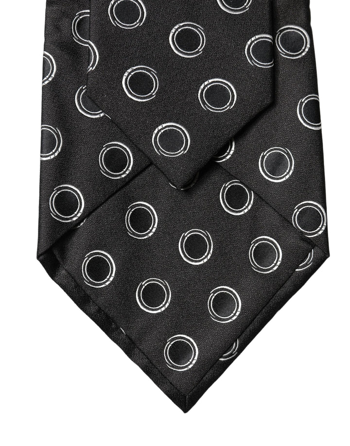 Dolce & Gabbana Black White Polka Dot Silk Adjustable Women Necktie Tie