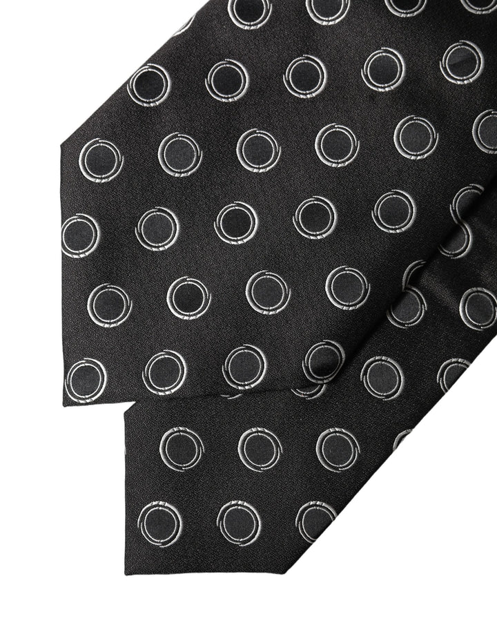 Dolce & Gabbana Black White Polka Dot Silk Adjustable Women Necktie Tie