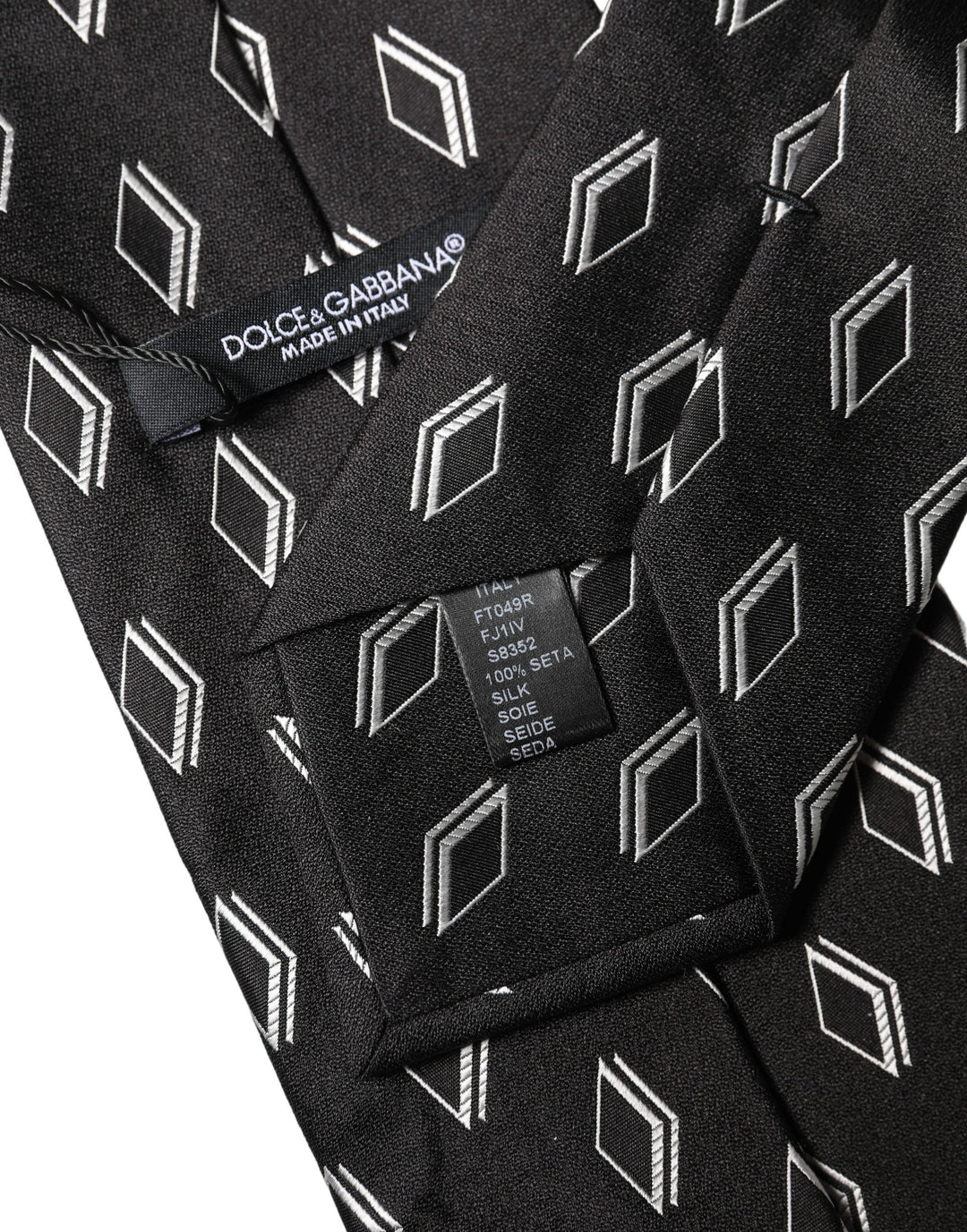 Dolce & Gabbana Black Patterned Silk Adjustable Women Tied Necktie Tie