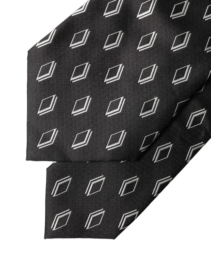 Dolce & Gabbana Black Patterned Silk Adjustable Women Tied Necktie Tie