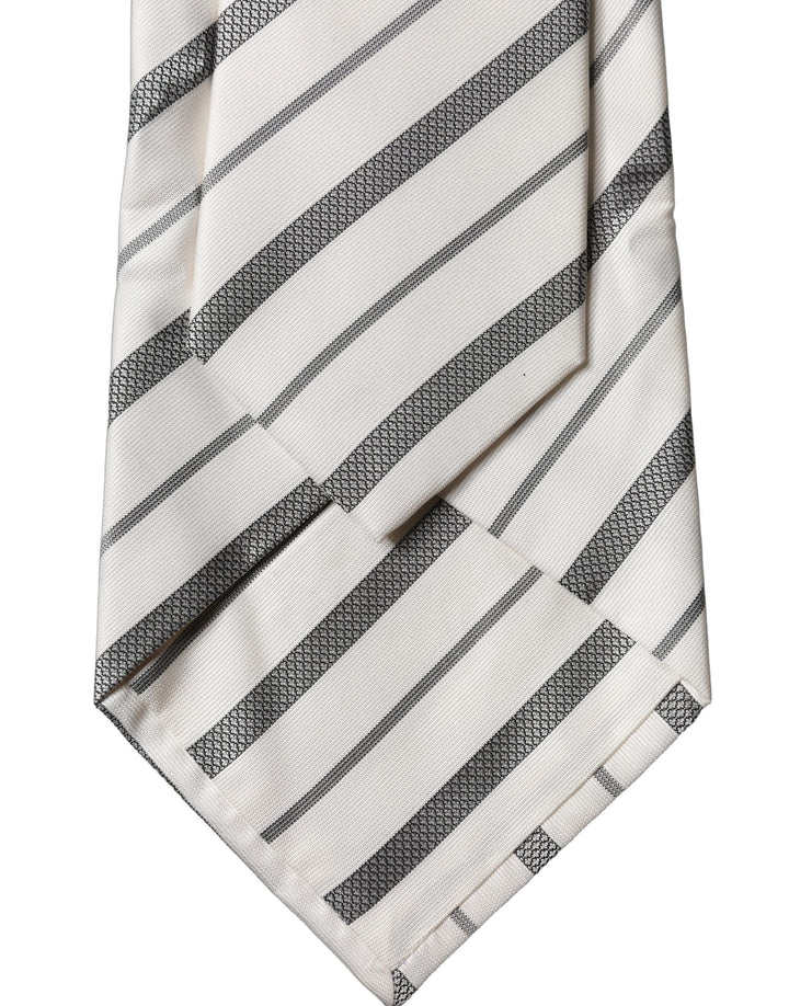 Dolce & Gabbana Black White Stripes Silk Adjustable Women Necktie Tie