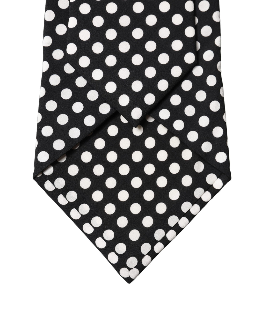 Dolce & Gabbana Black White Polka Dot Silk Adjustable Women Necktie Tie