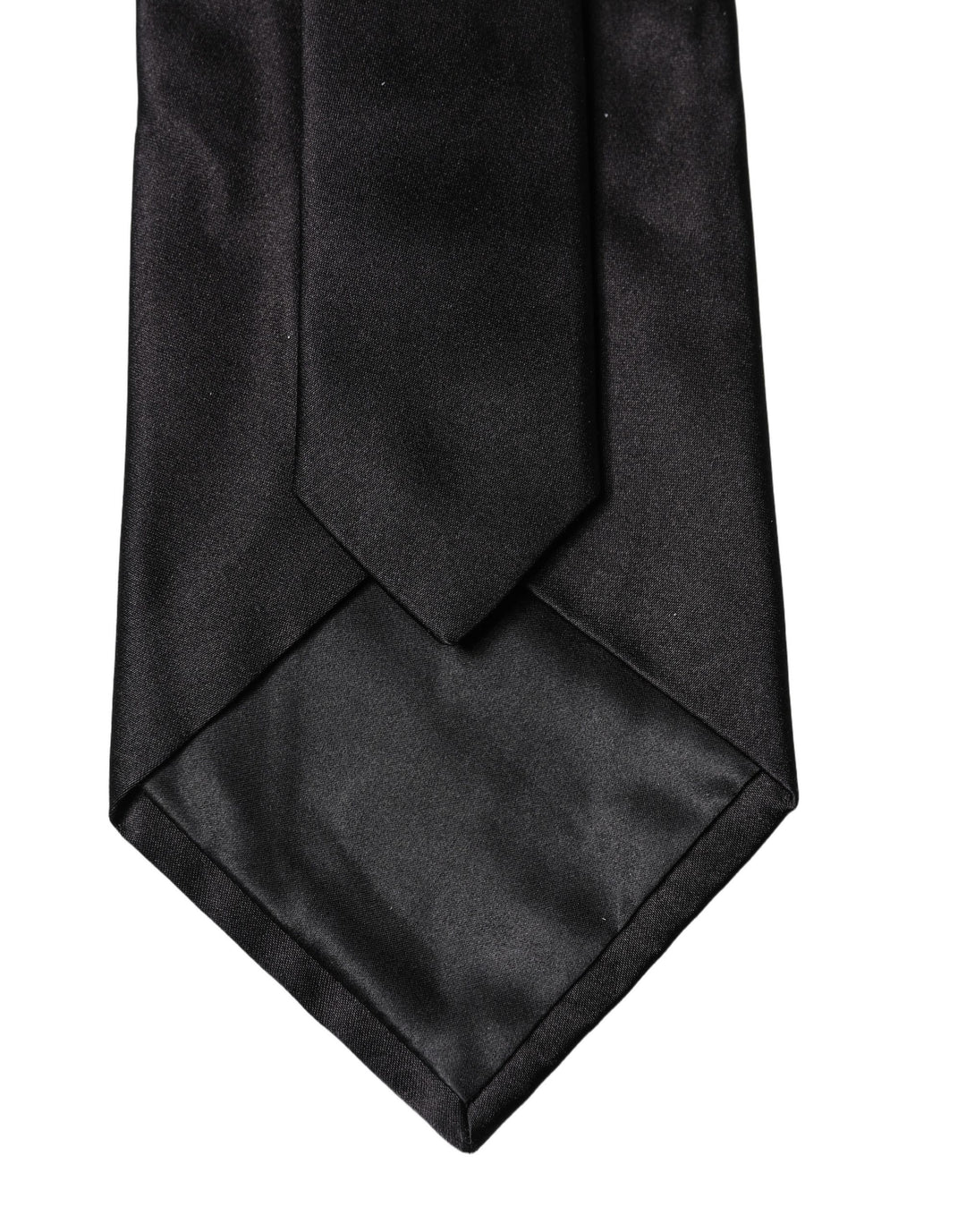 Dolce & Gabbana Black Solid Satin Silk Adjustable Women Necktie Tie