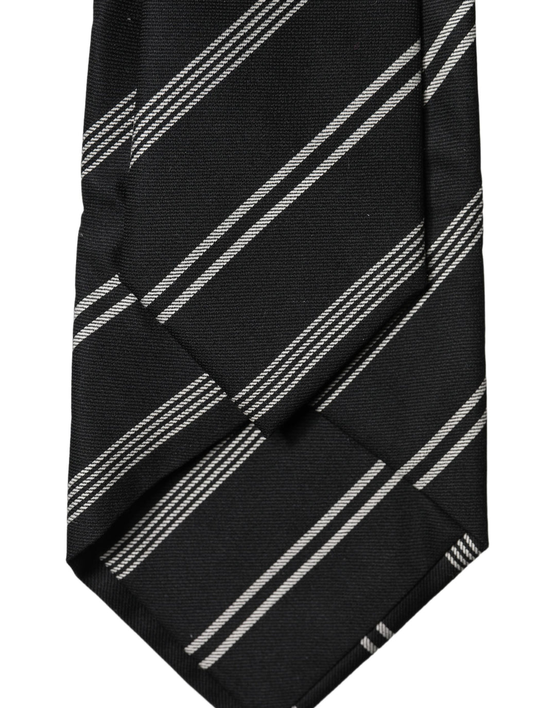 Dolce & Gabbana Black White Stripes Silk Adjustable Women Necktie Tie