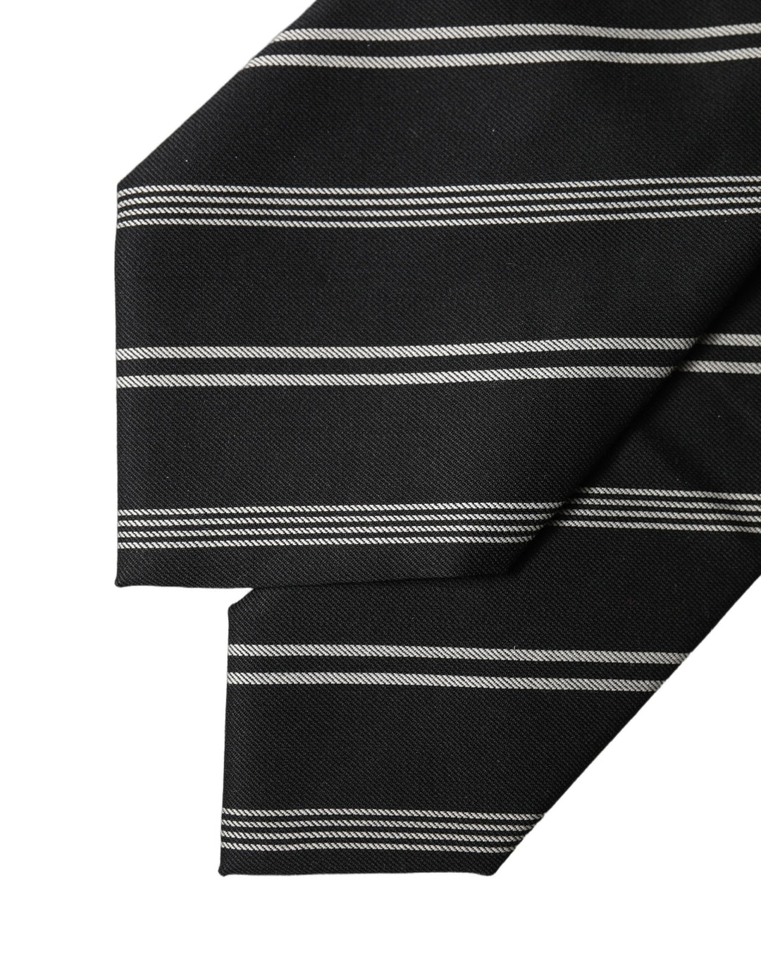 Dolce & Gabbana Black White Stripes Silk Adjustable Women Necktie Tie