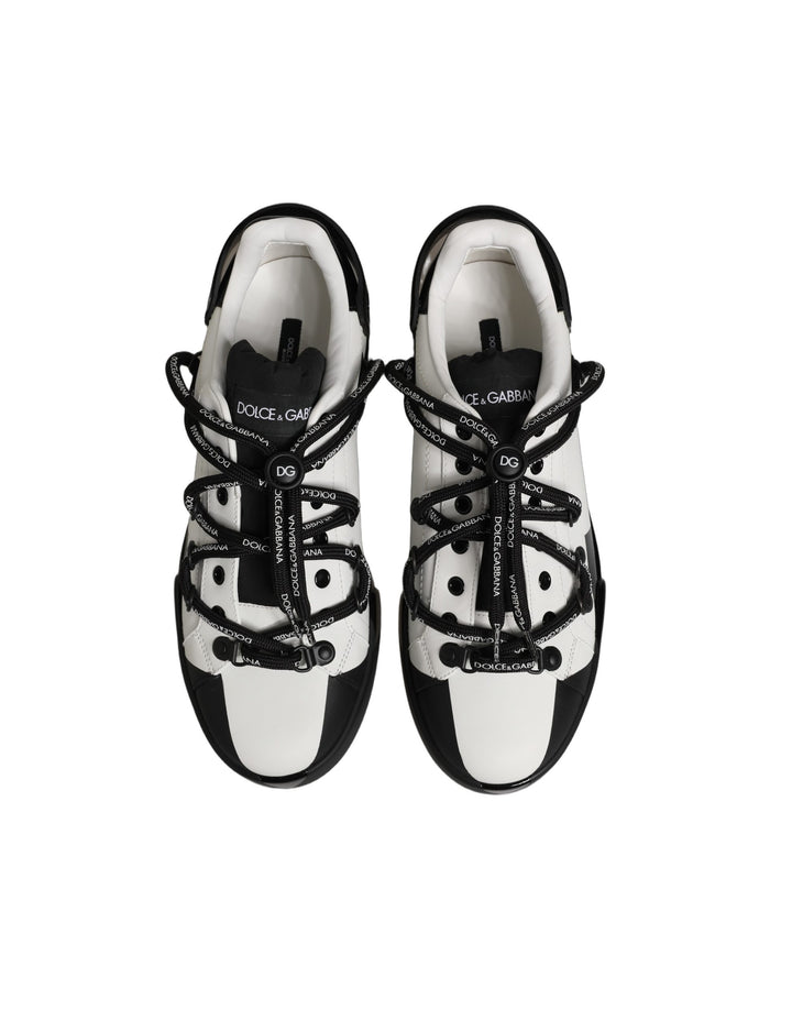 Dolce & Gabbana White Black DG Logo PORTOFINO Sneakers Shoes