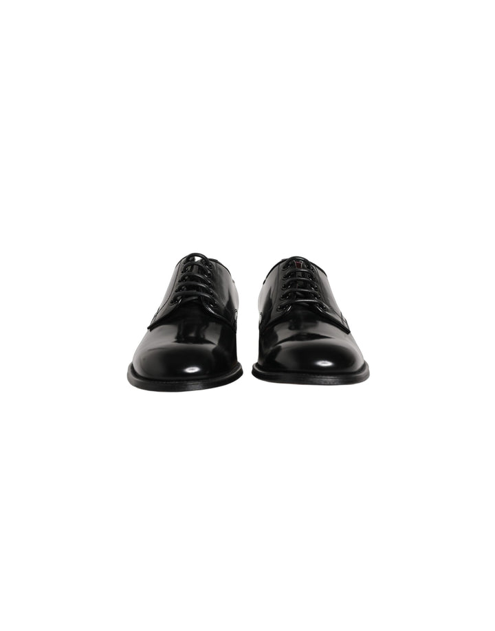 Dolce & Gabbana Black Calfskin Leather Derby Men Dress Shoes