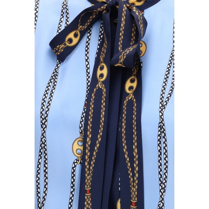 Gucci Blue Silk Pattern Shirt