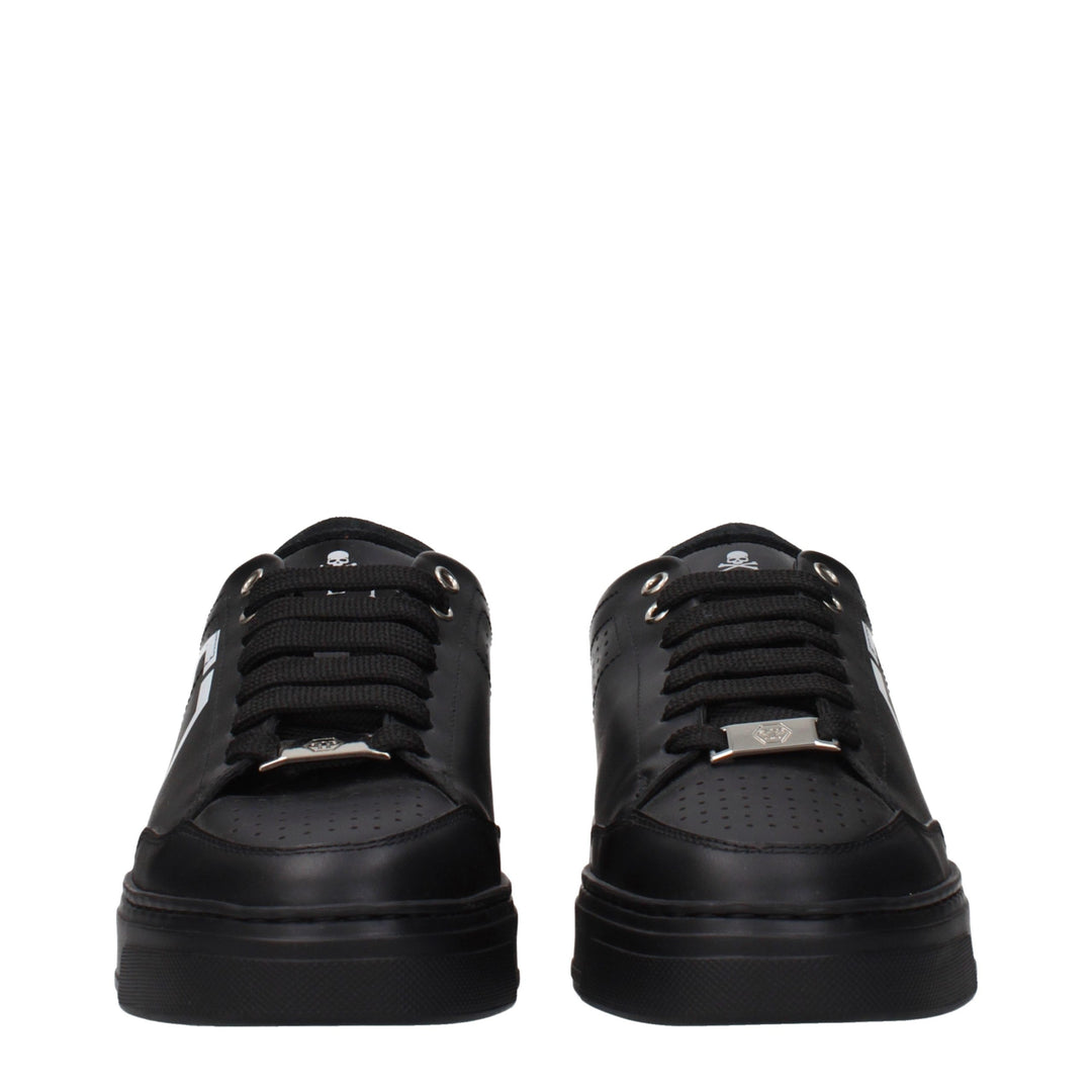 Philipp Plein Black Leather Low Top Sneakers