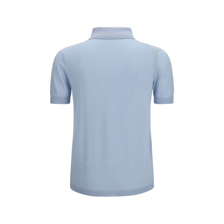 Aragona Cashmere Blue Cotton Polo Shirt