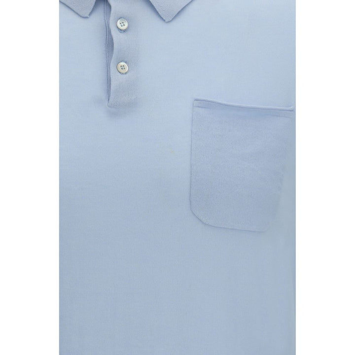 Aragona Cashmere Blue Cotton Polo Shirt