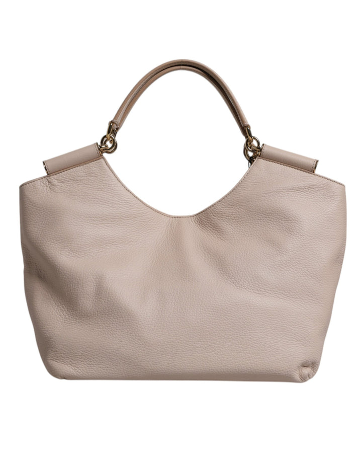 Dolce & Gabbana Light Pink Leather Logo Plaque Tote Shoulder Borse Bag