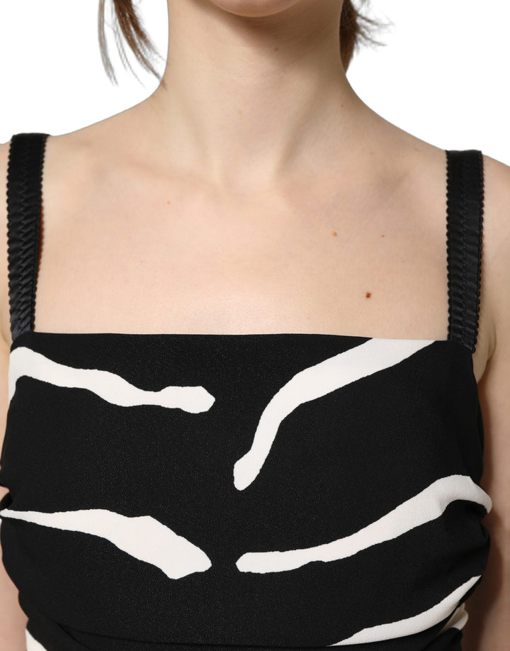Dolce & Gabbana Black White Zebra Cady Calf Length Dress