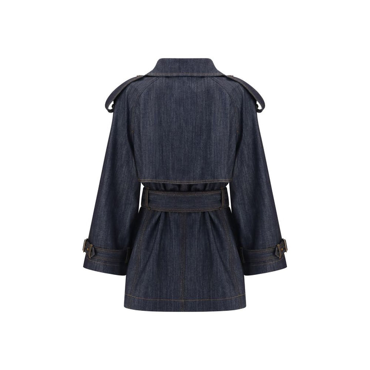 Burberry Blue Cotton Trench Coat