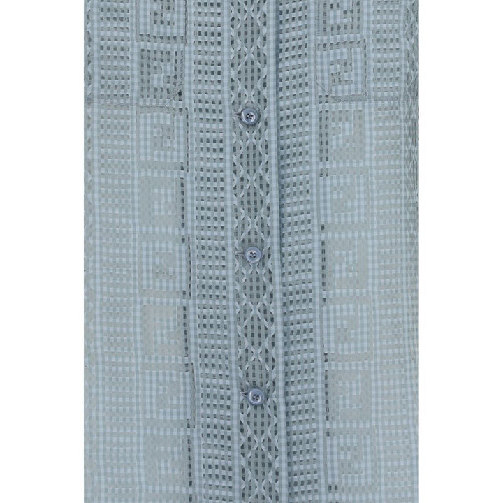 Fendi Blue Silk Dress Shirt
