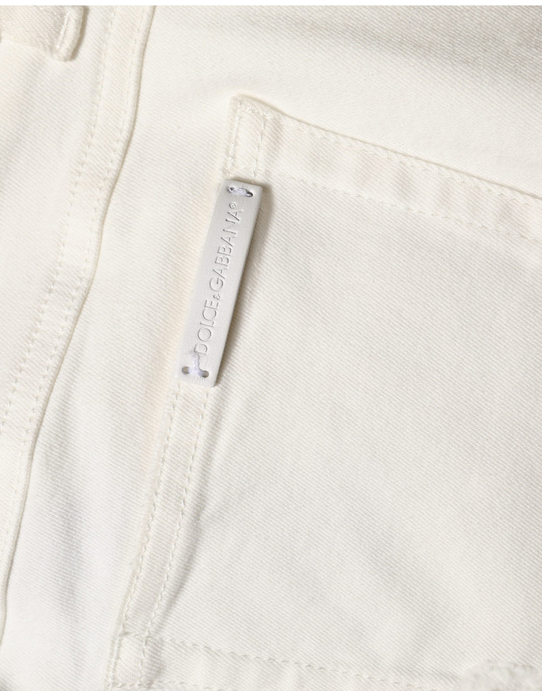 Dolce & Gabbana White Tattered Skinny Cotton Denim Jeans