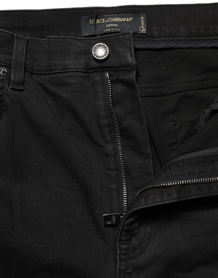 Dolce & Gabbana Black Skinny Cotton High Waist Denim Jeans