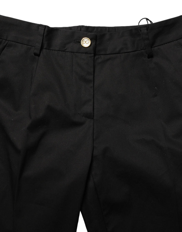 Dolce & Gabbana Black Tapered Leg Dress Cotton Trousers Pants