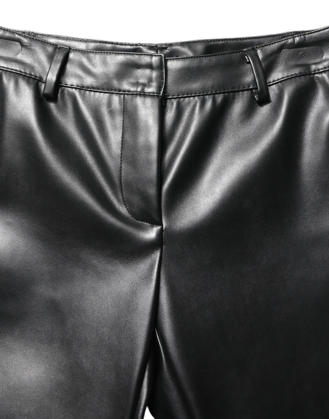 Dolce & Gabbana Black PU Leather High Waisted Trouser Pants