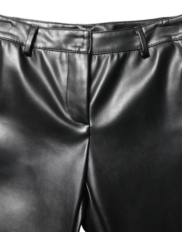 Dolce & Gabbana Black PU Leather High Waisted Trouser Pants