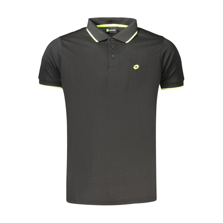 Lotto Black Polyester Men's Polo Shirt