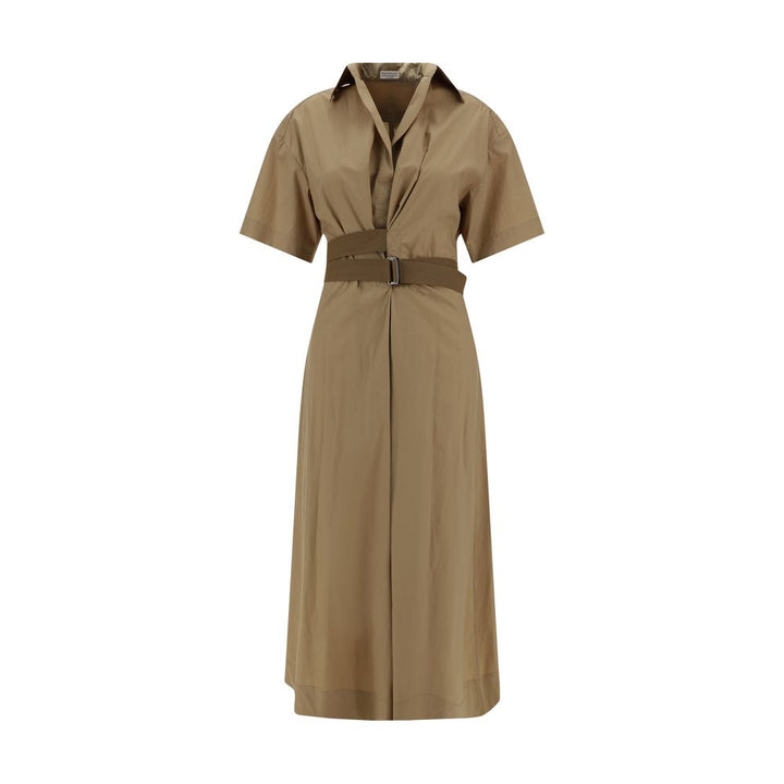 Brunello Cucinelli Brown Cotton Casual Dress