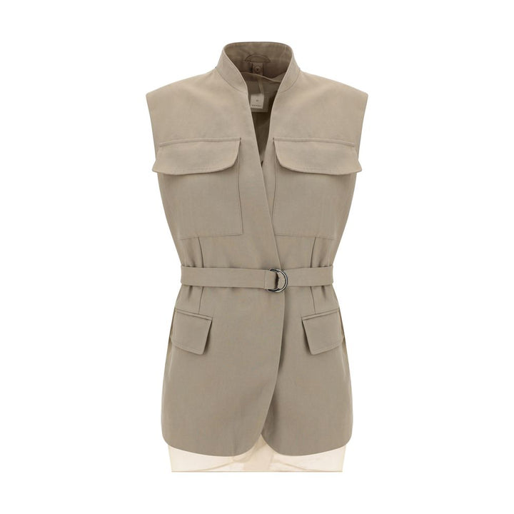 Brunello Cucinelli Beige Cotton Sleveless Jacket