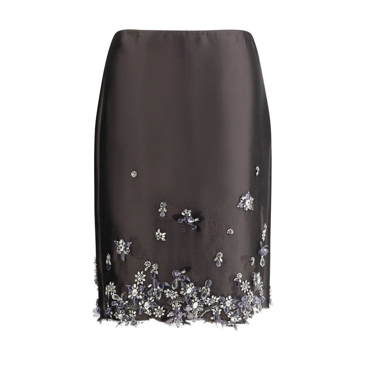 Prada Gray Silk Midi Skirt