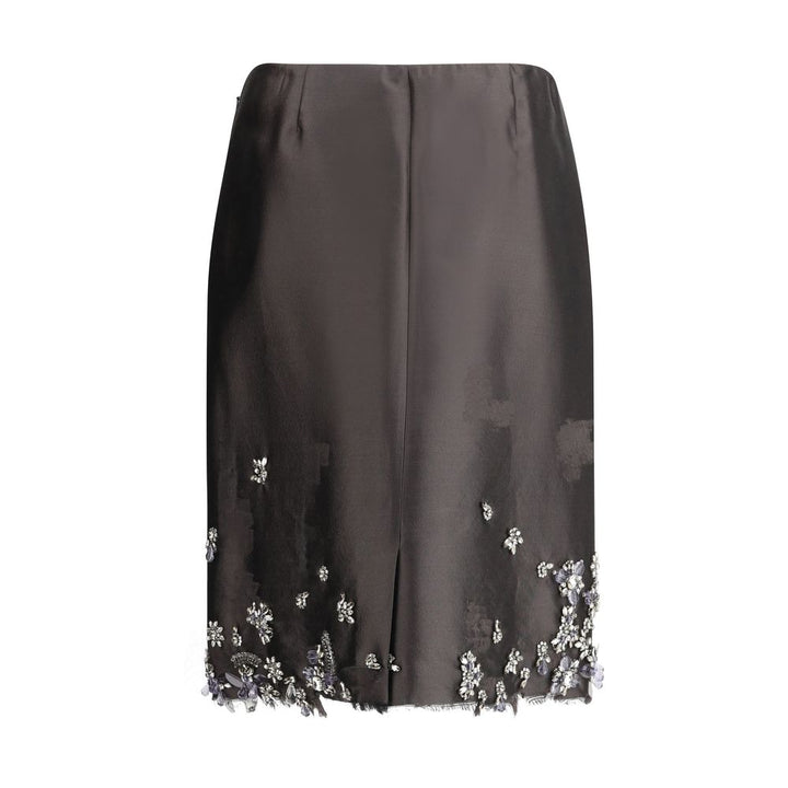 Prada Gray Silk Midi Skirt
