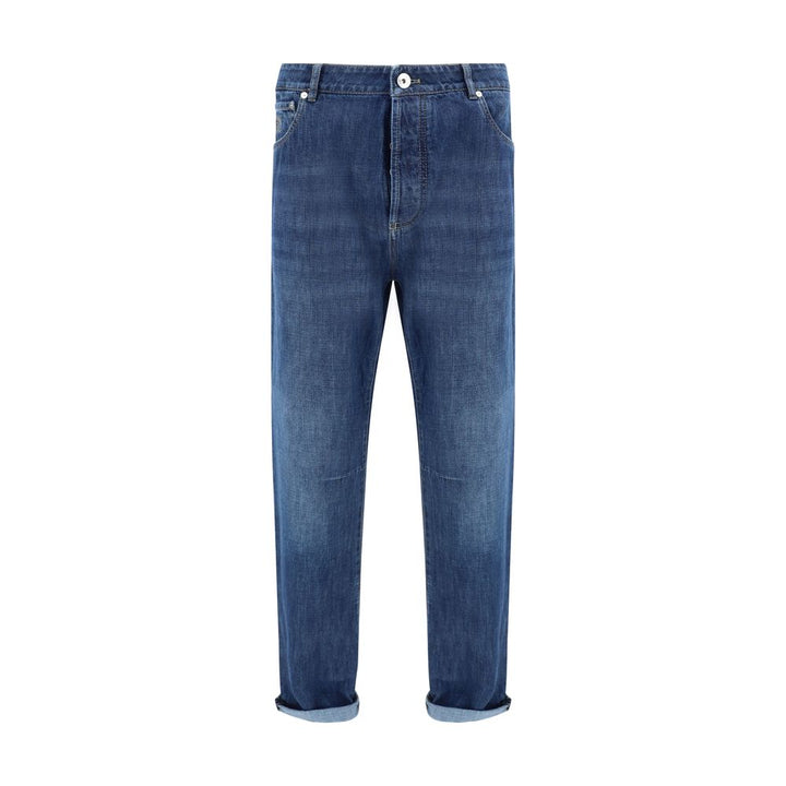 Brunello Cucinelli Blue Cotton Straight-Leg Jeans