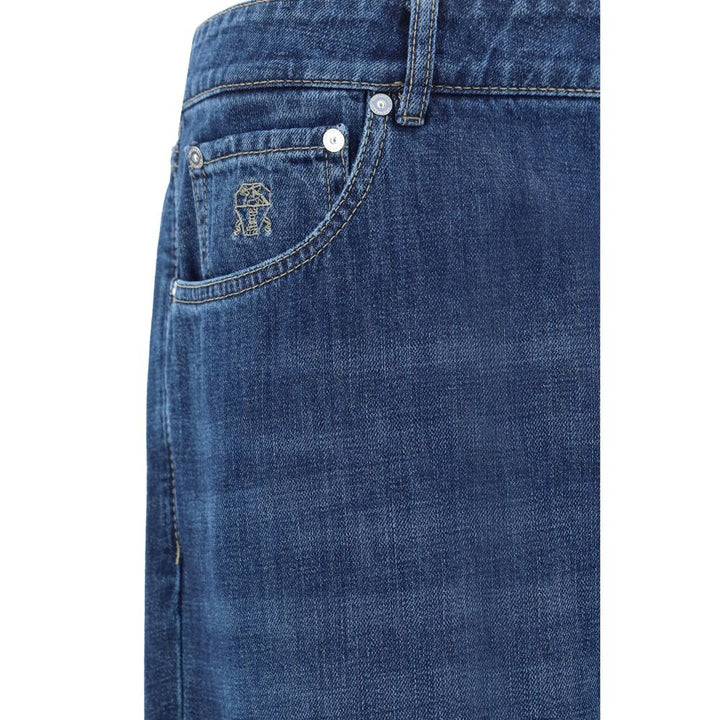 Brunello Cucinelli Blue Cotton Straight-Leg Jeans