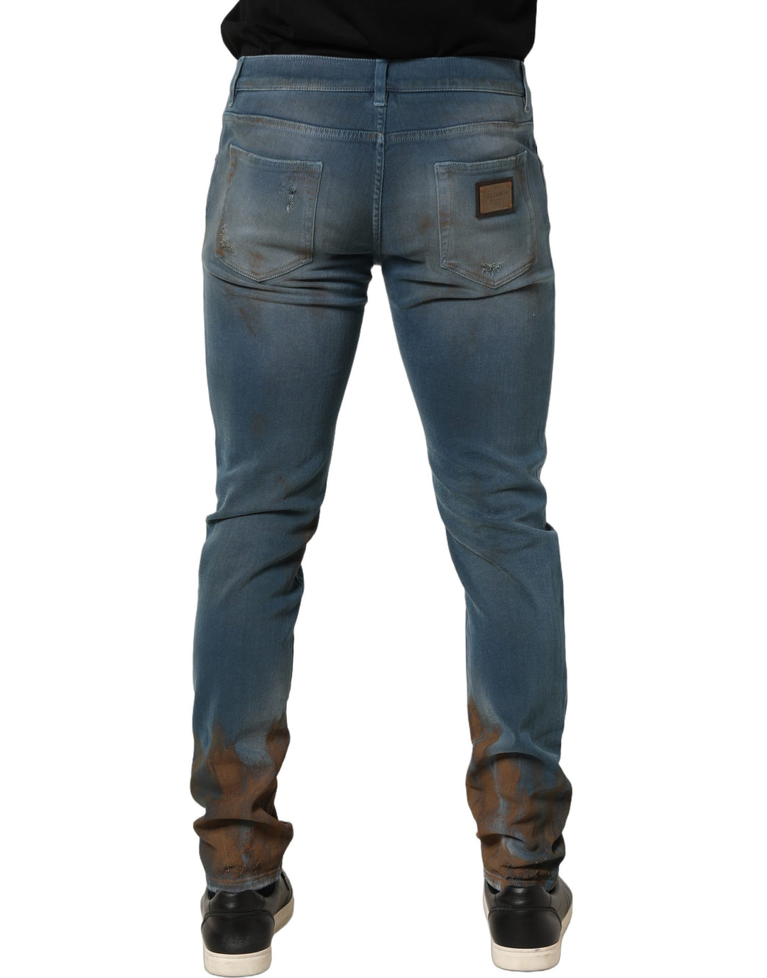 Dolce & Gabbana Blue Distressed Mid Waist Skinny Denim Jeans
