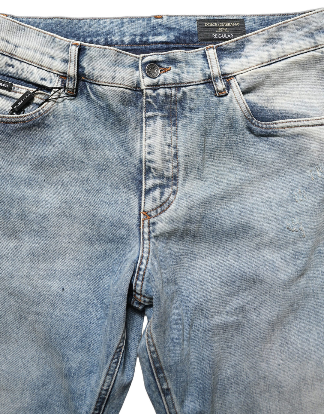 Dolce & Gabbana Blue Washed Mid Waist Straight Men Denim Jeans