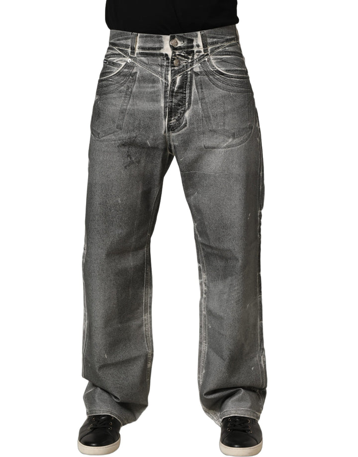 Dolce & Gabbana Grey Washed Mid Waist Straight Denim Jeans