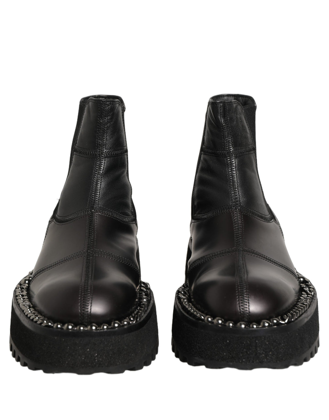Dolce & Gabbana Black Leather Slip On Chelsea Boots Shoes