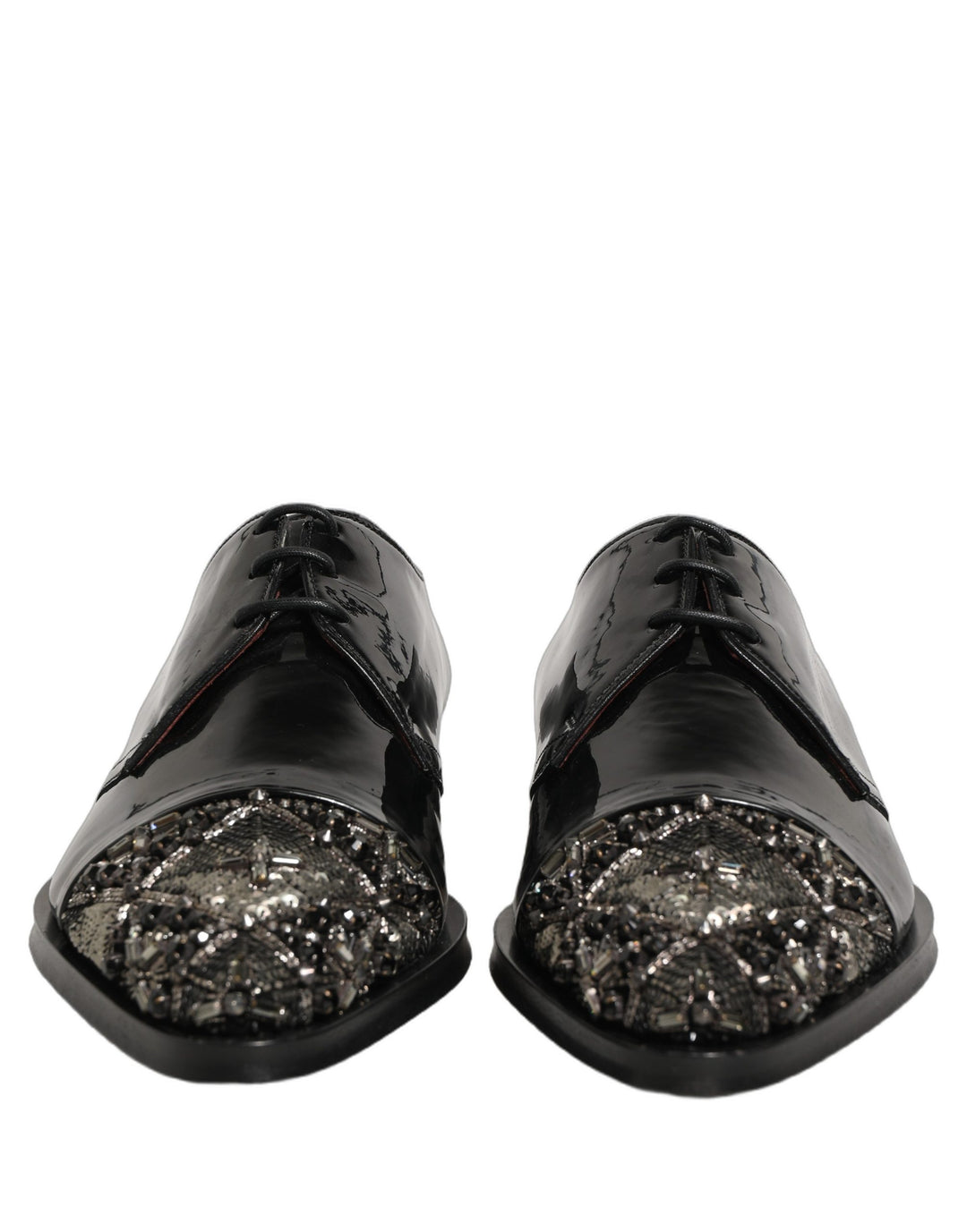 Dolce & Gabbana Black Embellished Men Derby Dress Formal Shoes